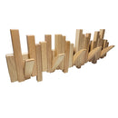 Wooden Coat Rack Wall Mounted Solid Natural Wood Artwork with  Flip-Down Hooks 8004