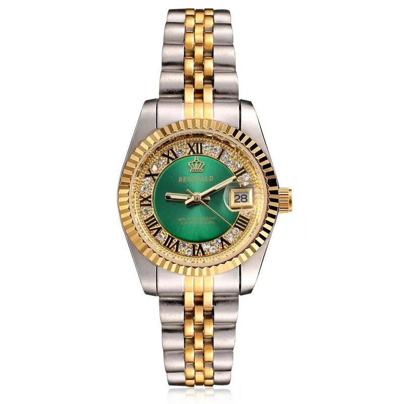 REGINALD Green Silver Gold Quartz Watch W7514 - TUZZUT Qatar Online Shopping