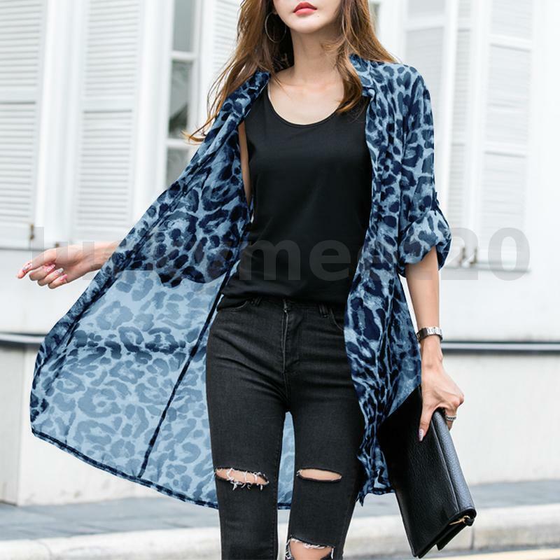 ZANZEA Womens Leopard Print Kimono Tops Cardigan Casual Loose Sun Coat Jacket S3335445