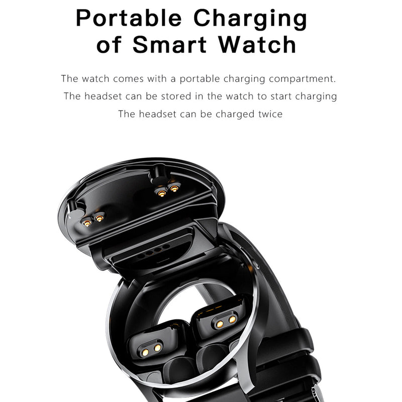 2in1 Waterproof Smart Watch With TWS Bluetooth 5.0 Earbuds Wireless Headset - TUZZUT Qatar Online Shopping