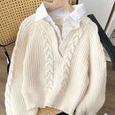 Womens Twist Knit Casual Collar Long Sleeve Sweater 64260 - TUZZUT Qatar Online Shopping