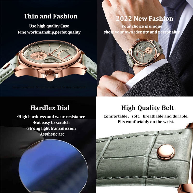 Men Watch Fashion Top Luxury Sport Men's Wristwatch Luminous Leather S4521612