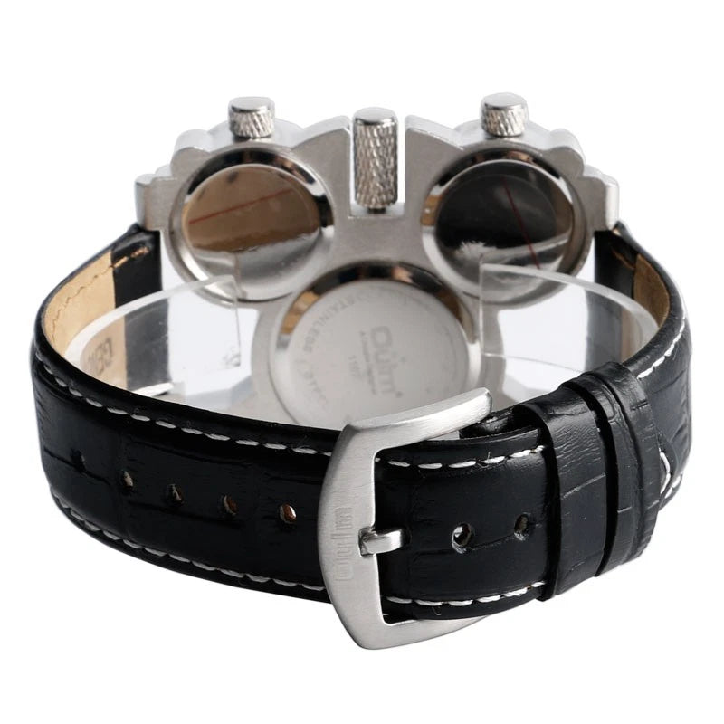 Oulm Big Dial Leather Strap Steel Case Mens Quartz Watch OLM91 - TUZZUT Qatar Online Shopping