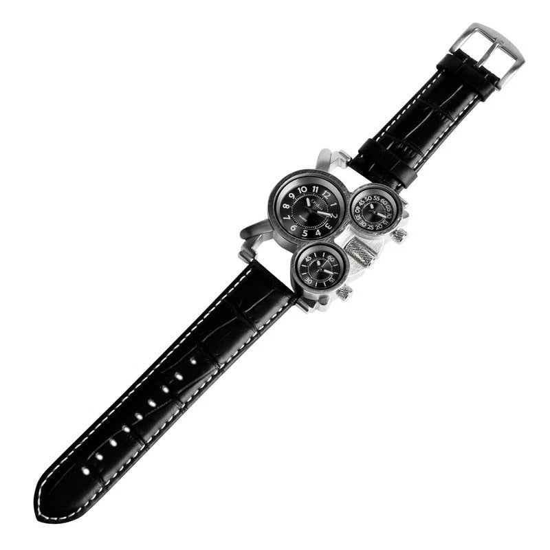 Oulm Big Dial Leather Strap Steel Case Mens Quartz Watch OLM91 - TUZZUT Qatar Online Shopping