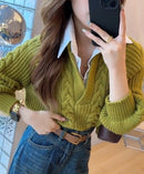 Womens Twist Knit Casual Collar Long Sleeve Sweater 64260 - TUZZUT Qatar Online Shopping