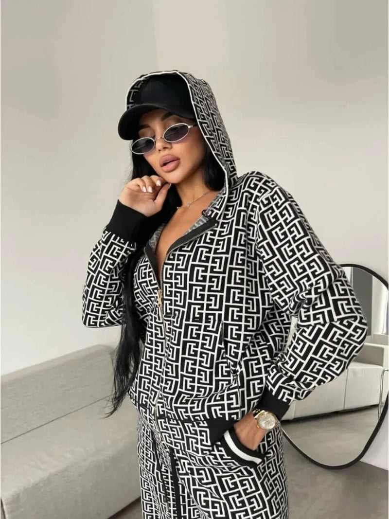 2 Piece Women Outfit Autumer Winter Tracksuit Leg Pant Suit Set WS353