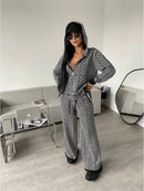 2 Piece Women Outfit Autumer Winter Tracksuit Leg Pant Suit Set WS353