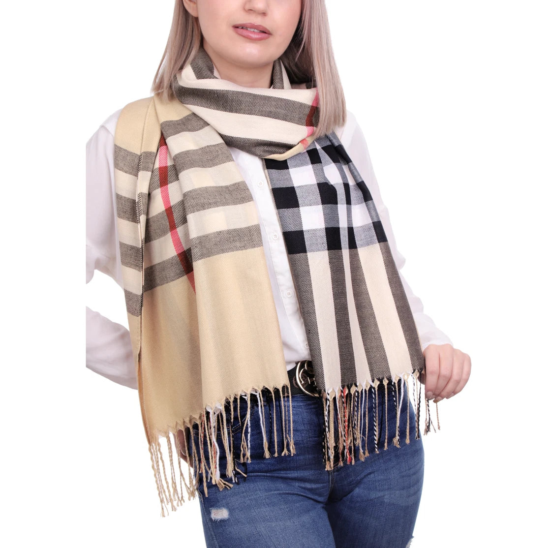 Women Scarf Warm English Plaid With Fringes S5089277 Women Scarf Warm English Plaid With Fringes S5089277