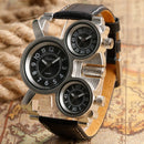 Oulm Big Dial Leather Strap Steel Case Mens Quartz Watch OLM91 - TUZZUT Qatar Online Shopping