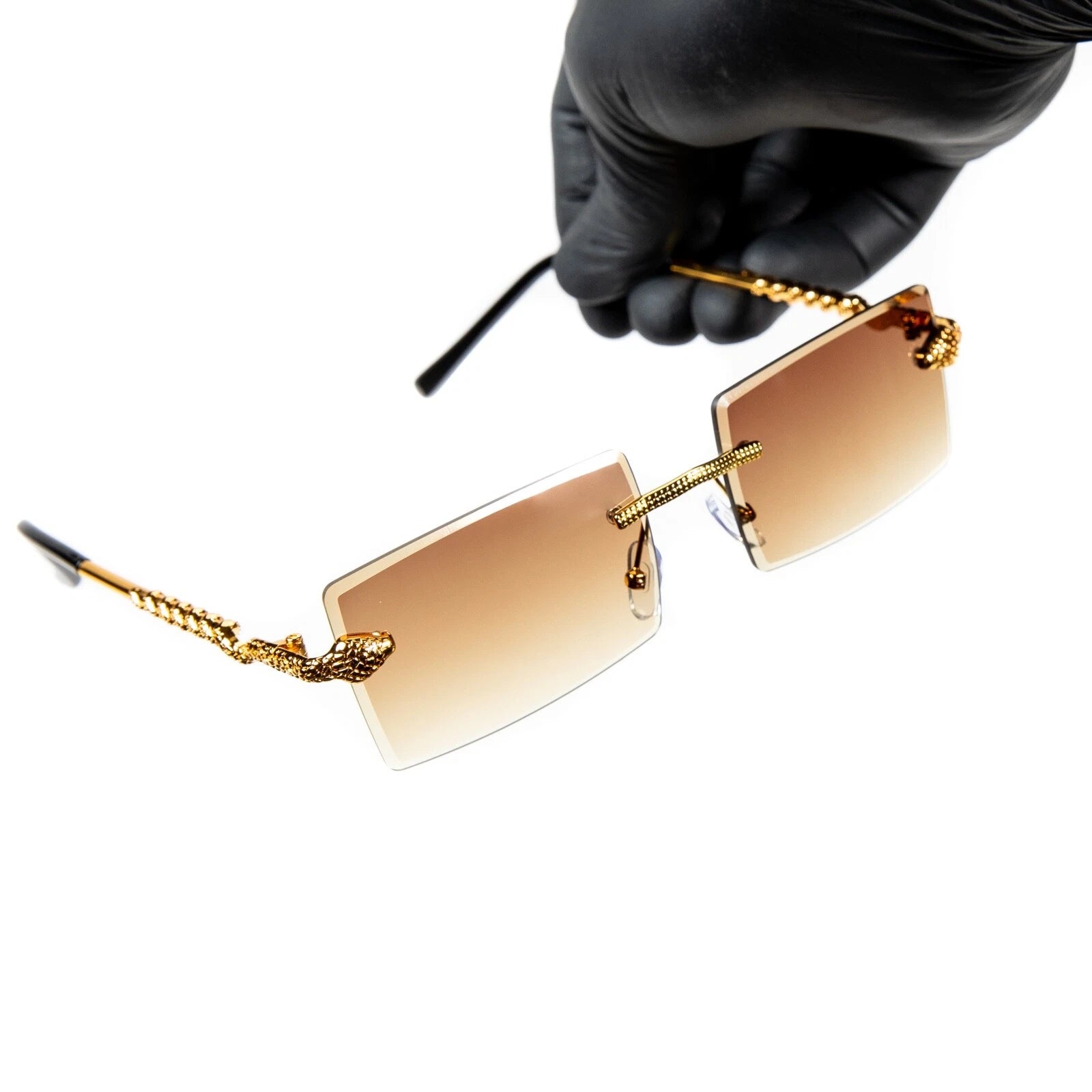 Mens Rimless Sunglasses With Gold Frames S1990 Mens Rimless Sunglasses With Gold Frames S1990
