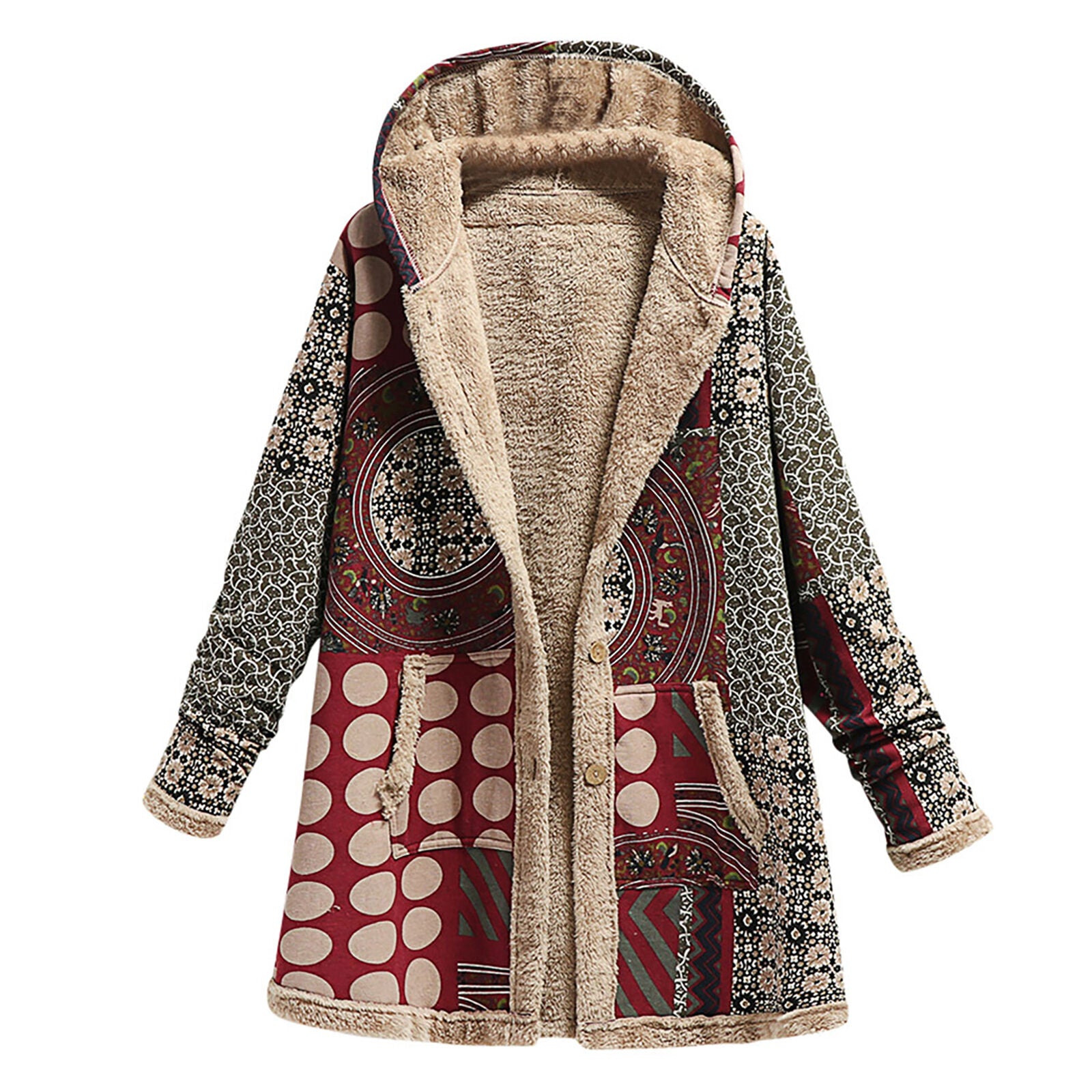 Vintage Print Autumn Winter Jacket Overcoat B-40831 Vintage Print Autumn Winter Jacket Overcoat B-40831