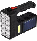 Solar-Powered Rechargeable Handheld Flashlight with 8 LED Lights  W5117-1 - TUZZUT Qatar Online Shopping