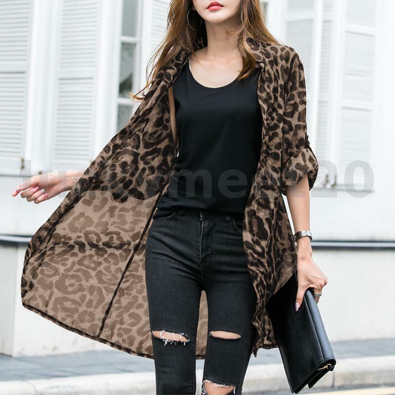 ZANZEA Womens Leopard Print Kimono Tops Cardigan Casual Loose Sun Coat Jacket S3335445 - Tuzzut.com Qatar Online Shopping