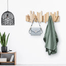 Wooden Coat Rack Wall Mounted Solid Natural Wood Artwork with  Flip-Down Hooks 8004