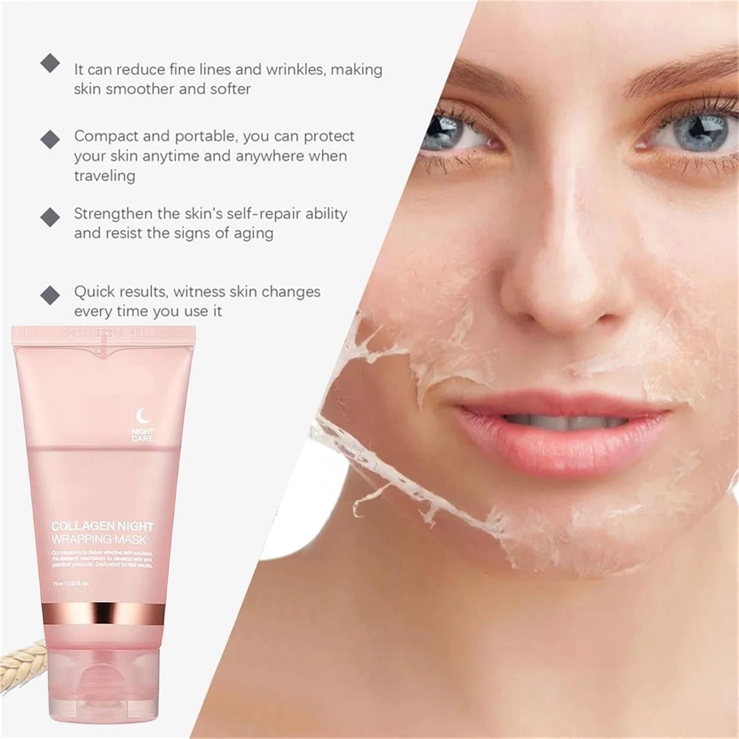 Collagen Night Overnight Wrapping Mask Wrapping Peel Off Natural Facial Mask 75g Collagen Night Overnight Wrapping Mask Wrapping Peel Off Natural Facial Mask 75g