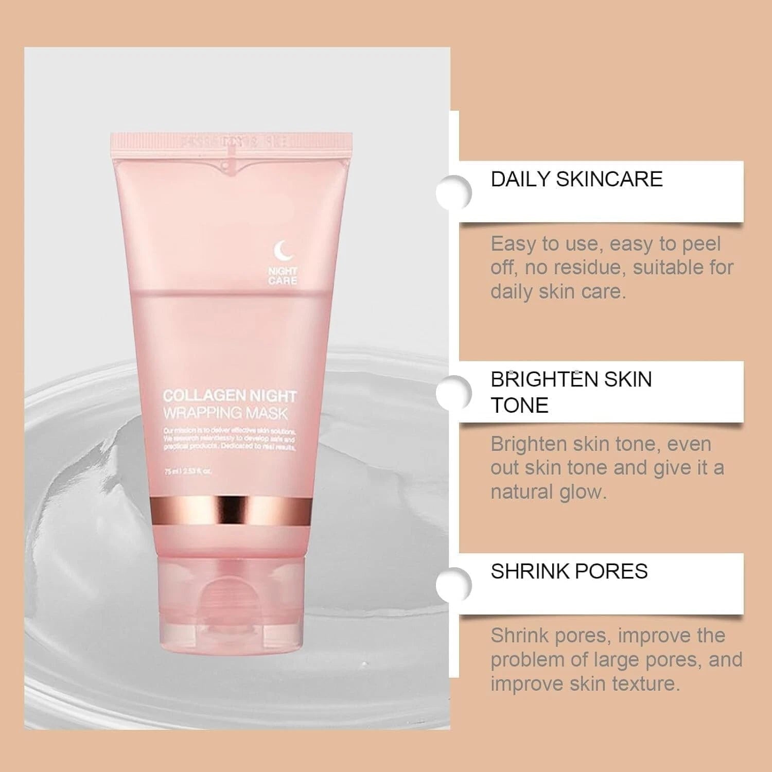 Collagen Night Overnight Wrapping Mask Wrapping Peel Off Natural Facial Mask 75g Collagen Night Overnight Wrapping Mask Wrapping Peel Off Natural Facial Mask 75g