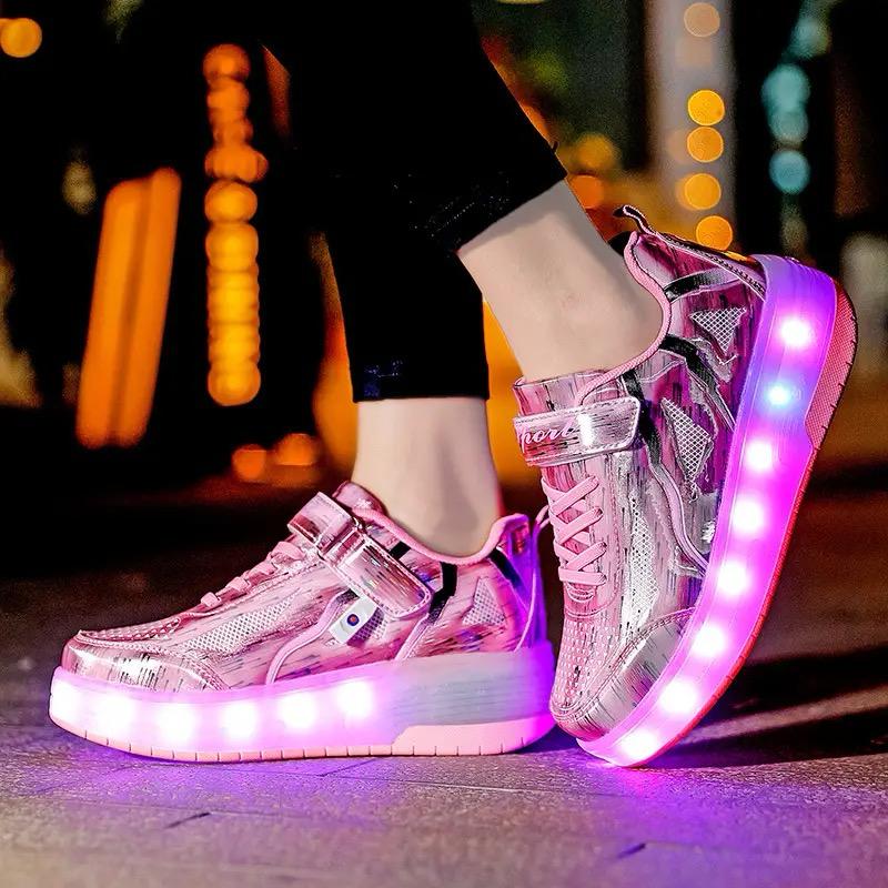 Children Shoes with Wheels LED Light Shiny Roller Skates Shoes - TUZZUT Qatar Online Shopping