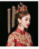 Traditional Chinese Wedding Bride Queen Crown Red Headpieces - TUZZUT Qatar Online Shopping