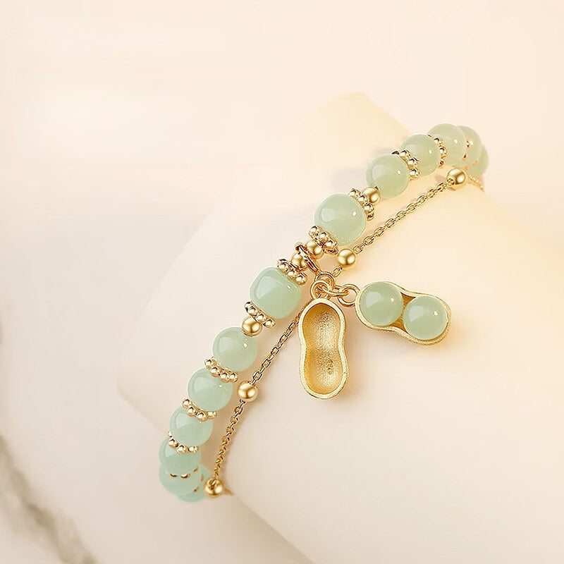 Natural Jade Double Layer Chain Bracelet for Women With Gift Box Natural Jade Double Layer Chain Bracelet for Women With Gift Box