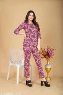 Women's Beautiful Delta Cotton Mix Fabric Printed Night suit Co-Ord Set - VKT300 - TUZZUT Qatar Online Shopping