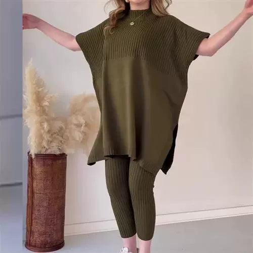 Women Plus Size Loose Knitted Casual Two Piece Set 71743 Women Plus Size Loose Knitted Casual Two Piece Set 71743