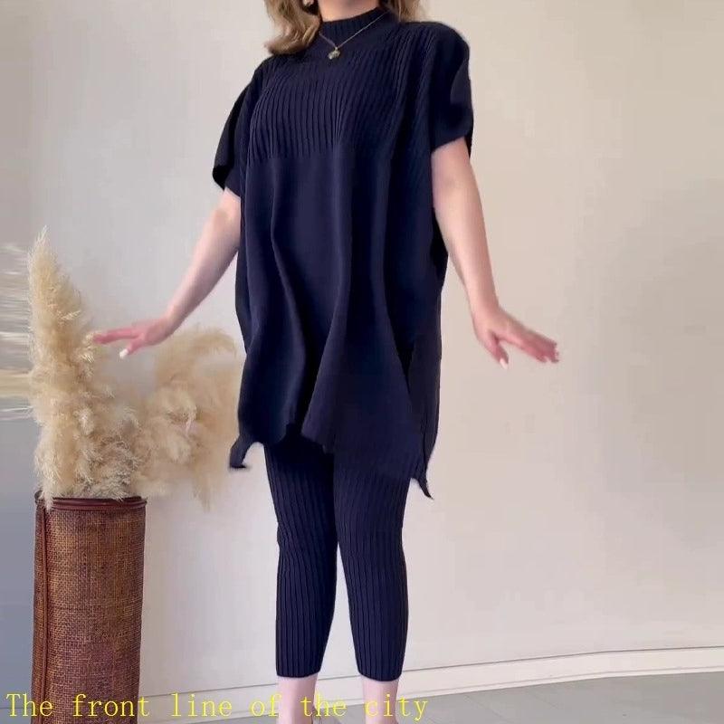 Women Plus Size Loose Knitted Casual Two Piece Set 71743 Women Plus Size Loose Knitted Casual Two Piece Set 71743
