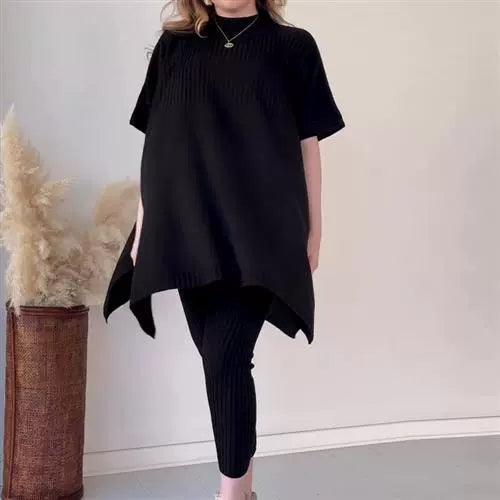 Women Plus Size Loose Knitted Casual Two Piece Set 71743 Women Plus Size Loose Knitted Casual Two Piece Set 71743