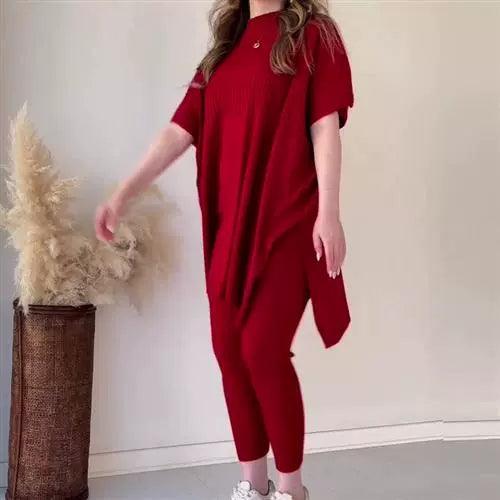 Women Plus Size Loose Knitted Casual Two Piece Set 71743 - TUZZUT Qatar Online Shopping