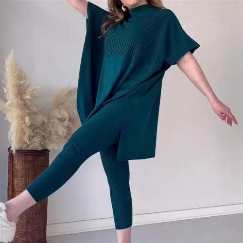 Women Plus Size Loose Knitted Casual Two Piece Set 71743 Women Plus Size Loose Knitted Casual Two Piece Set 71743