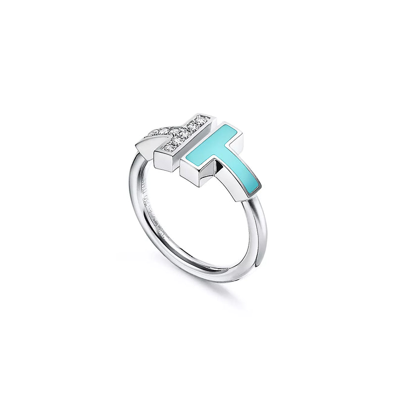 Diamond and Turquoise Wire Ring DN1009 - TUZZUT Qatar Online Shopping