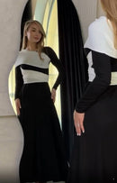 Black and White Elegant Dress 153662 - TUZZUT Qatar Online Shopping