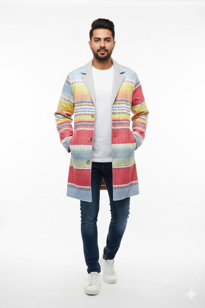 Men's Colourful Striped Trench Coat TC8965 Men's Colourful Striped Trench Coat TC8965