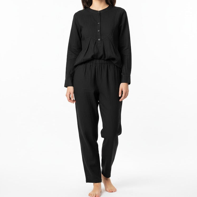 Womens 2pcs Loose Black Cotton Set For Womens 5274019 Womens 2pcs Loose Black Cotton Set For Womens 5274019