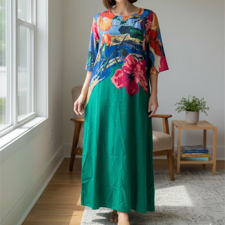 Women's Fashion Printed Long Dress S1155870 - TUZZUT Qatar Online Shopping