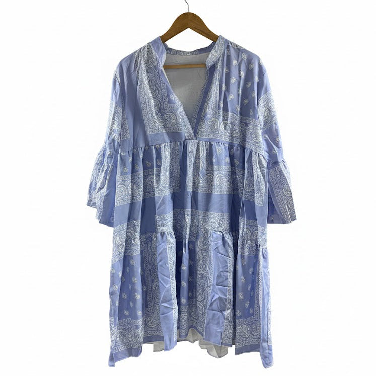 Women's Elegant Blue Printed Dresses for Women S 228450 - TUZZUT Qatar Online Shopping