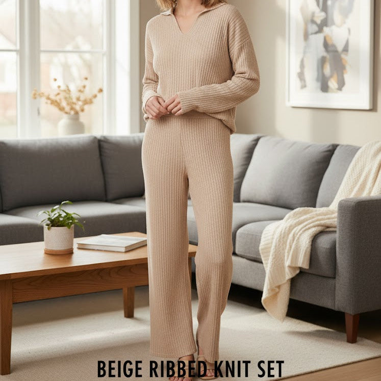 Women Fashion Ribbed Knit 2Pcs Set 78216 Women Fashion Ribbed Knit 2Pcs Set 78216