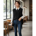 Round Neck Sleeveless Knitted Sweater Vest Black 175536 - TUZZUT Qatar Online Shopping