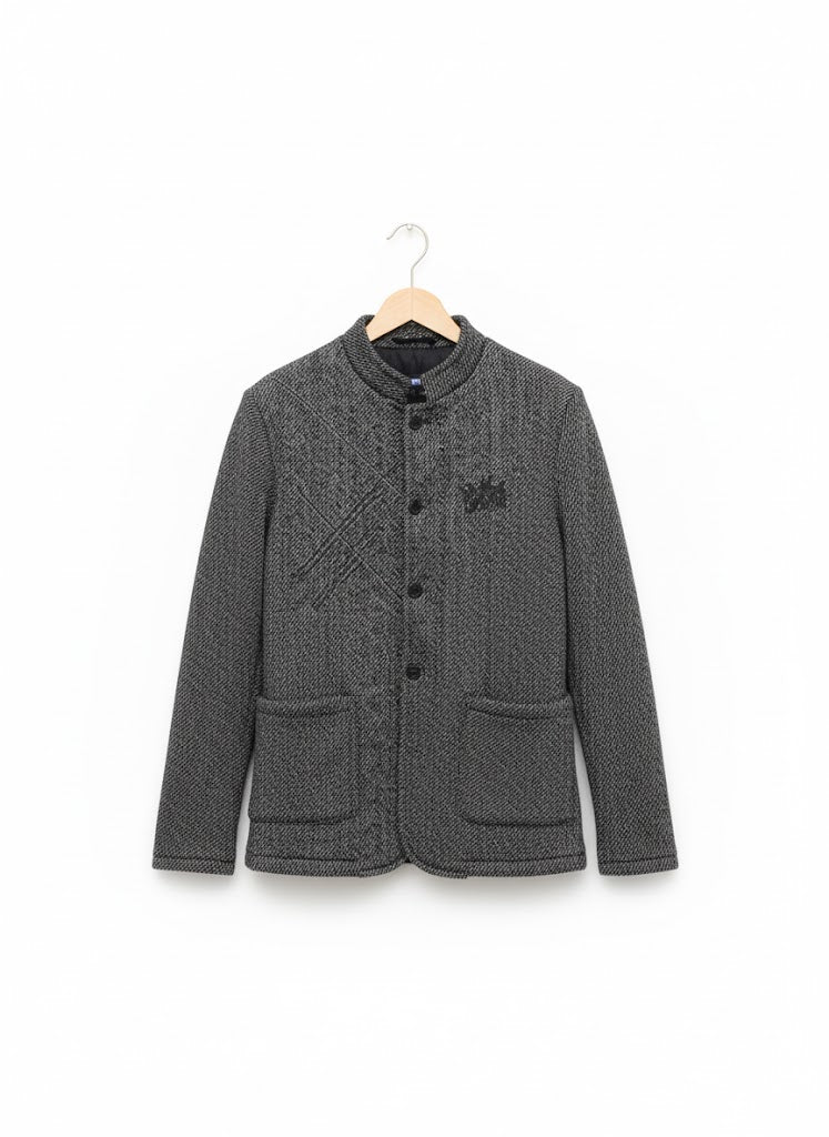 Grey Cotton Wool Blend Buttoned Pockets Jacket 178932 - TUZZUT Qatar Online Shopping