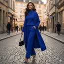 Women's Three Piece Cardigan Set Blue 98498 - TUZZUT Qatar Online Shopping