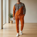 Men's Plaid & Pop Orange Tracksuit  2 Piece Set 9513502 - TUZZUT Qatar Online Shopping