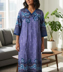 Women's Relaxed V-Neck Kaftan Lounger Night Dress 552321 - TUZZUT Qatar Online Shopping