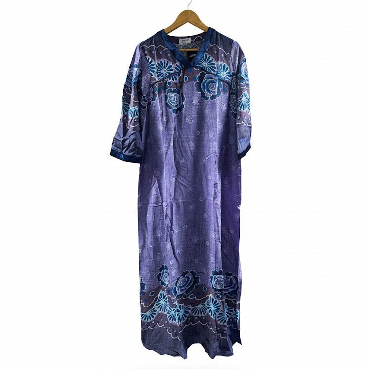 Women's Relaxed V-Neck Kaftan Lounger Night Dress 552321 - TUZZUT Qatar Online Shopping
