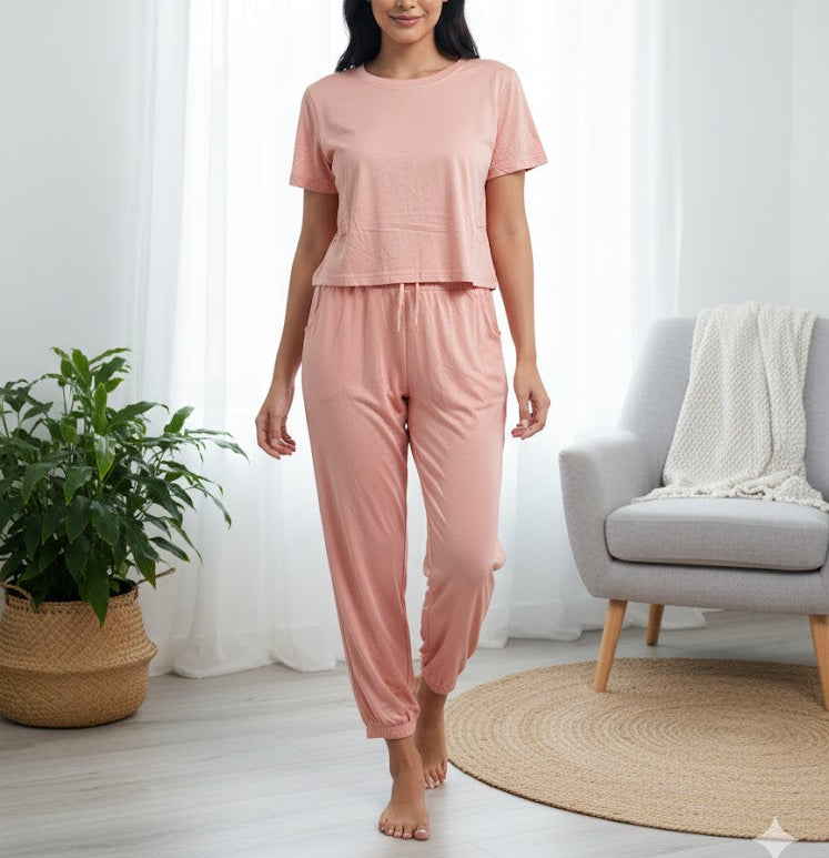Women's The Ultimate Comfort Set Soft Peach T-Shirt & Jogger Lounge Wear 5219810 Women's The Ultimate Comfort Set Soft Peach T-Shirt & Jogger Lounge Wear 5219810