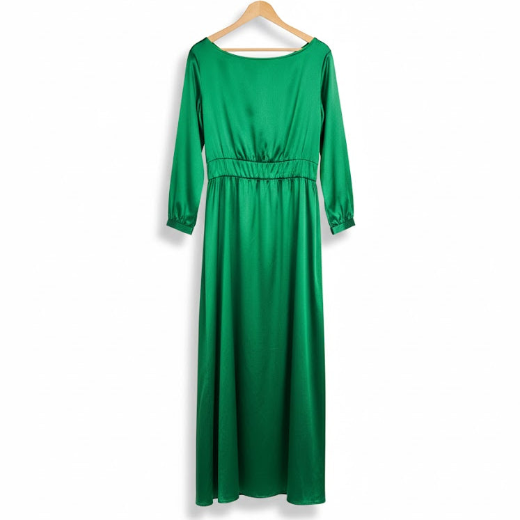 Women's Boat Neck Smocked Waist Party Wear XL 115353 - TUZZUT Qatar Online Shopping