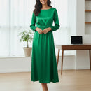 Women's Boat Neck Smocked Waist Party Wear XL 115353 - TUZZUT Qatar Online Shopping