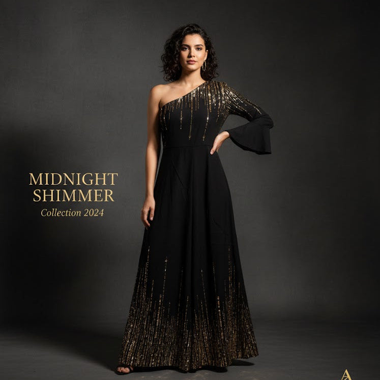 Women’s Dazzling Nights The Midnight Shimmer Gown  party wear 139816 - TUZZUT Qatar Online Shopping