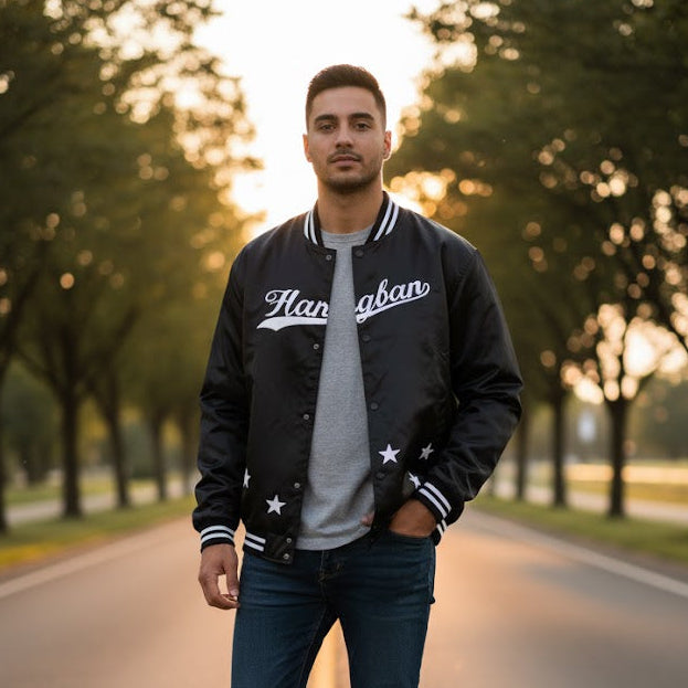 Mens Essential Black and White College Style Jacket for Any Season Size-L 266103 - TUZZUT Qatar Online Shopping