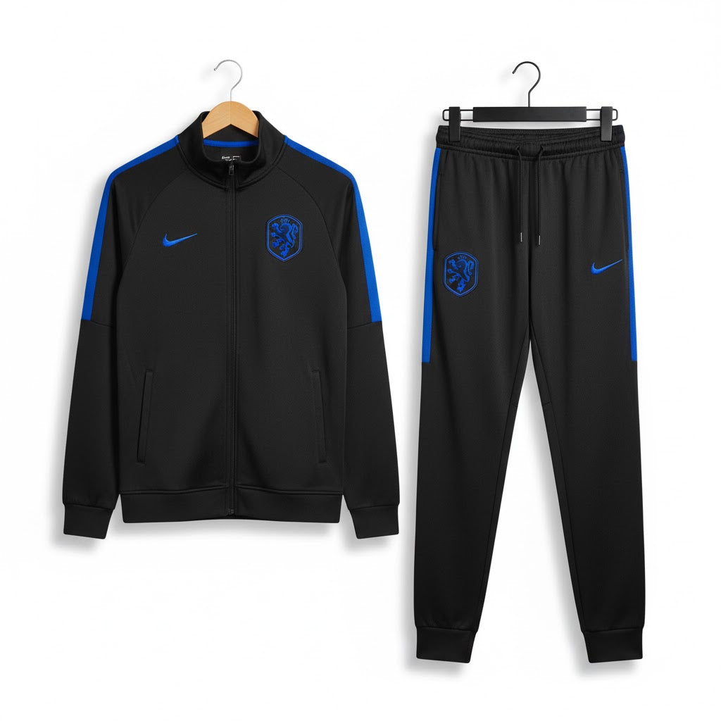 Men's Elite Track Style Black & Royal Blue Full Tracksuit S5522036