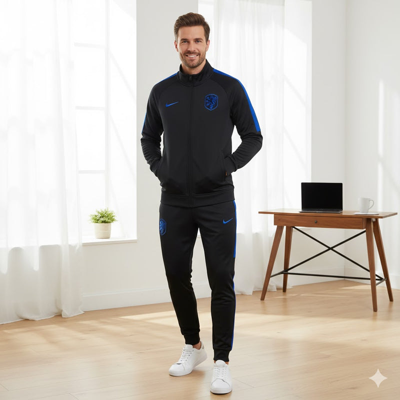 Men's Elite Track Style Black & Royal Blue Full Tracksuit S5522036 - TUZZUT Qatar Online Shopping