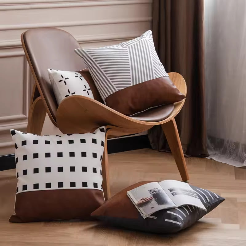 Brown Faux Leather Pillow Cover S2470605 Brown Faux Leather Pillow Cover S2470605